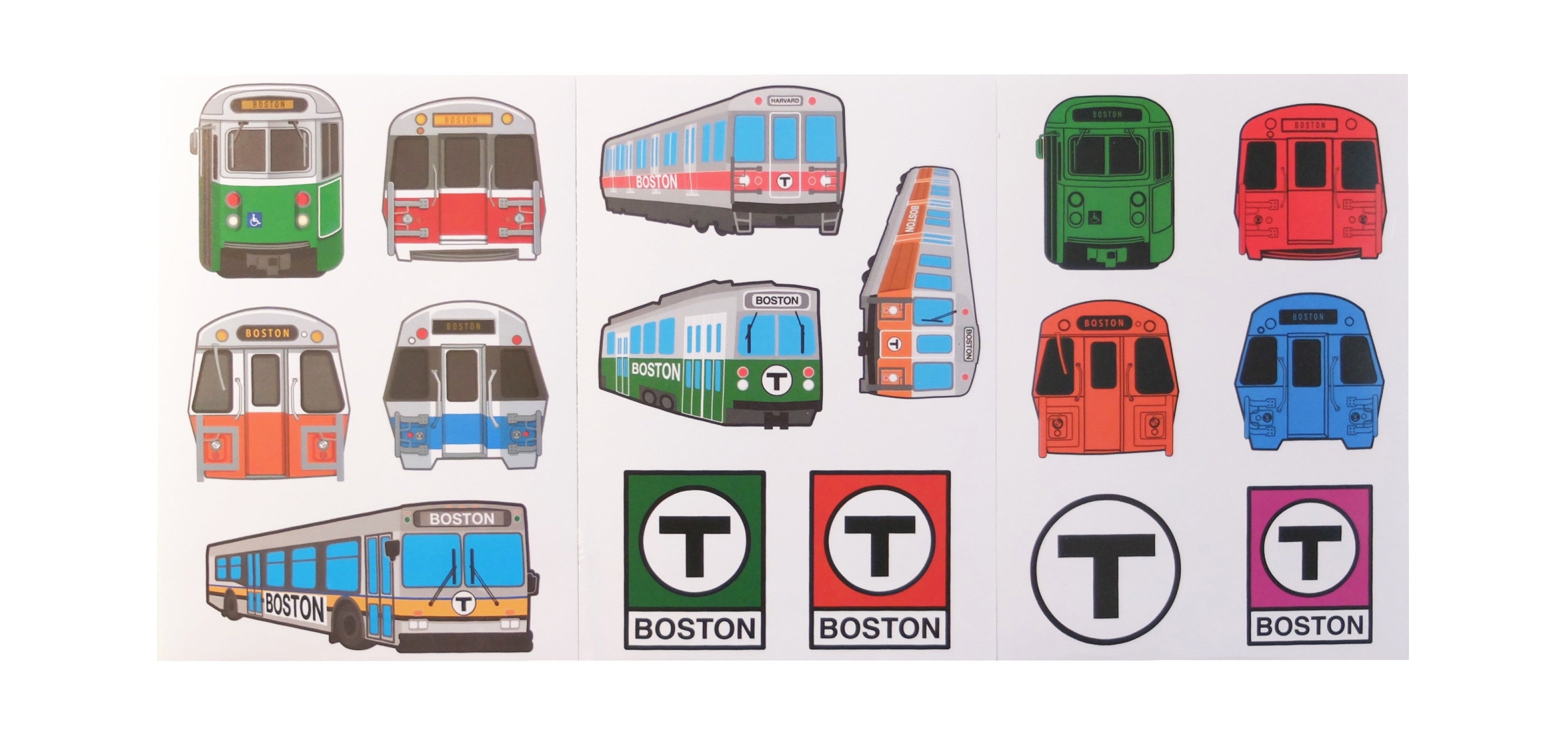 Boston MBTA 3-page sticker pack